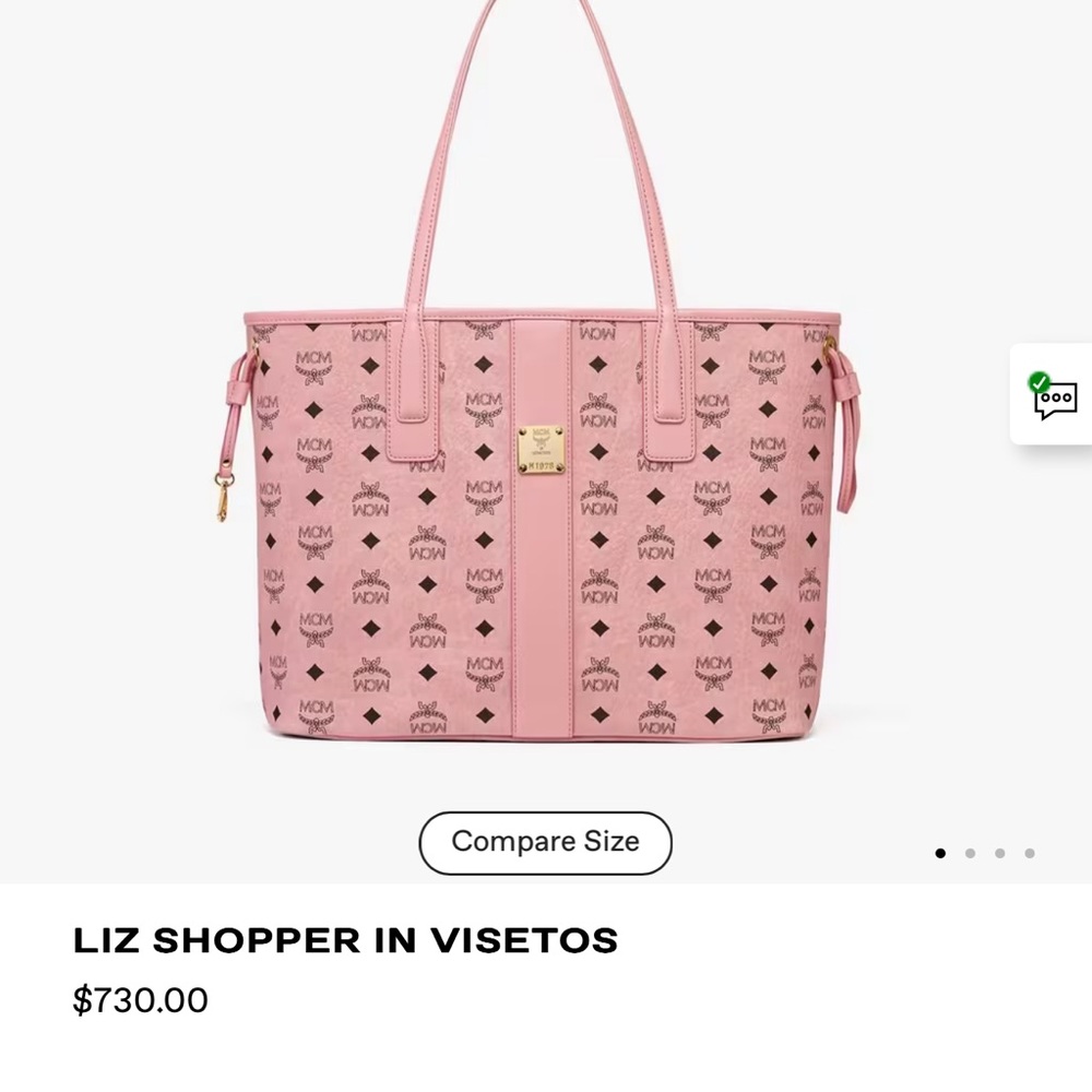 Mcm pink natural nappa leather shopper bag with 18k gold-plated metal hardware